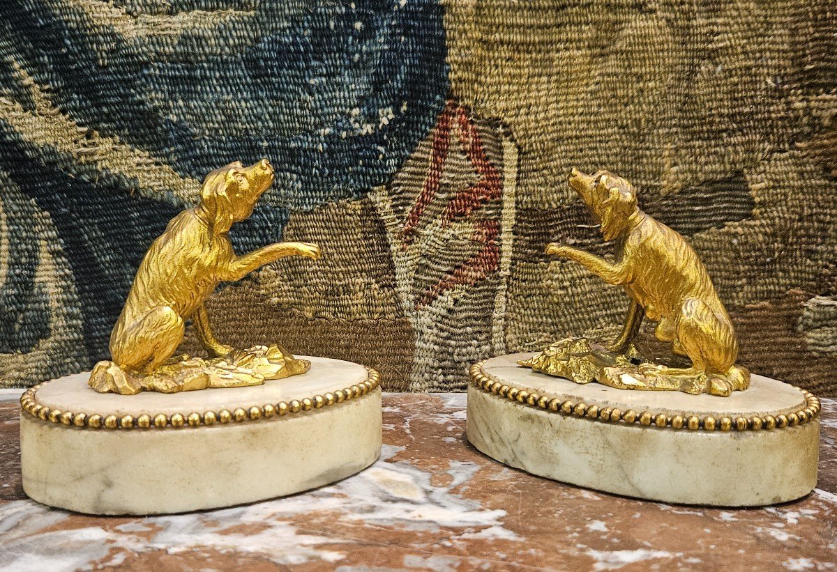 Pair Of Louis XVI And XVIII Century Gilt Bronze Paperweights