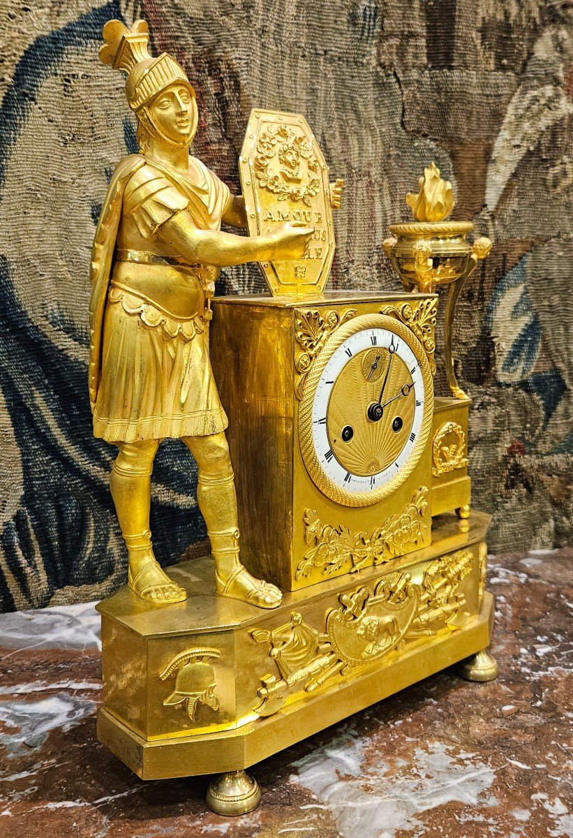 "love To The Most Beautiful" Clock In Gilt Bronze Charles X Period Early 19th Century-photo-2