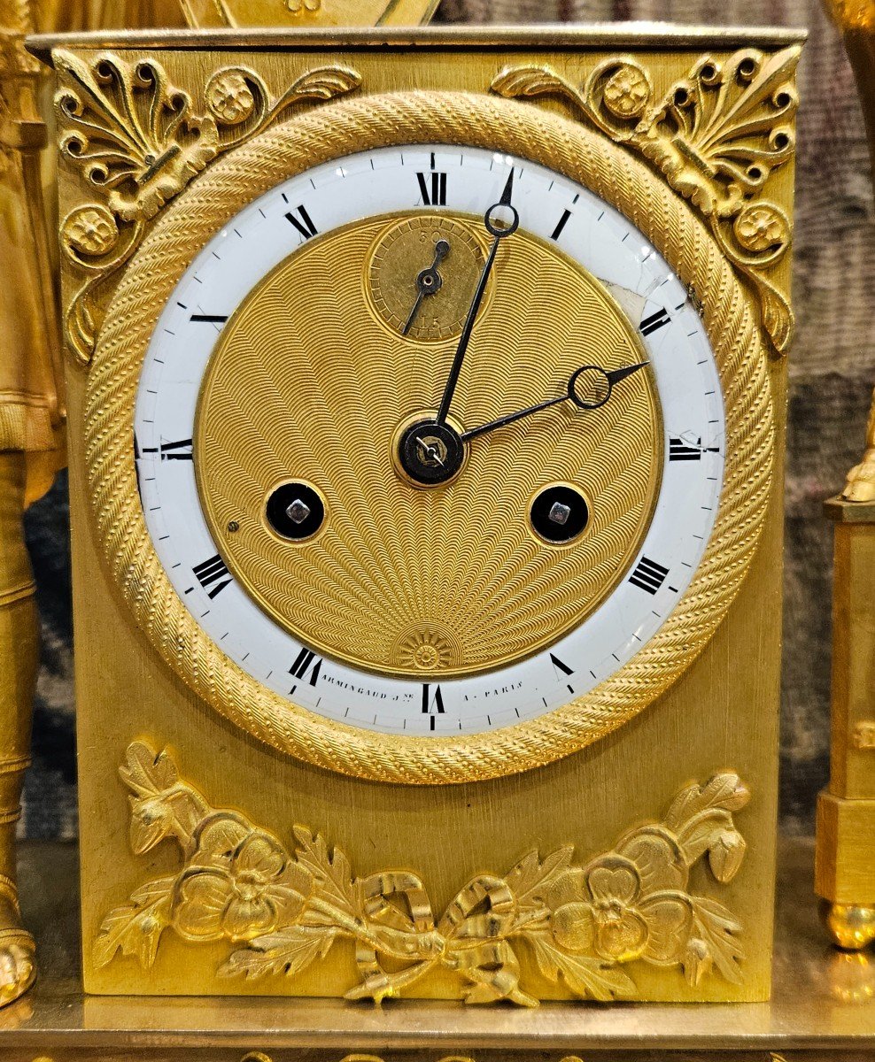 "love To The Most Beautiful" Clock In Gilt Bronze Charles X Period Early 19th Century-photo-1