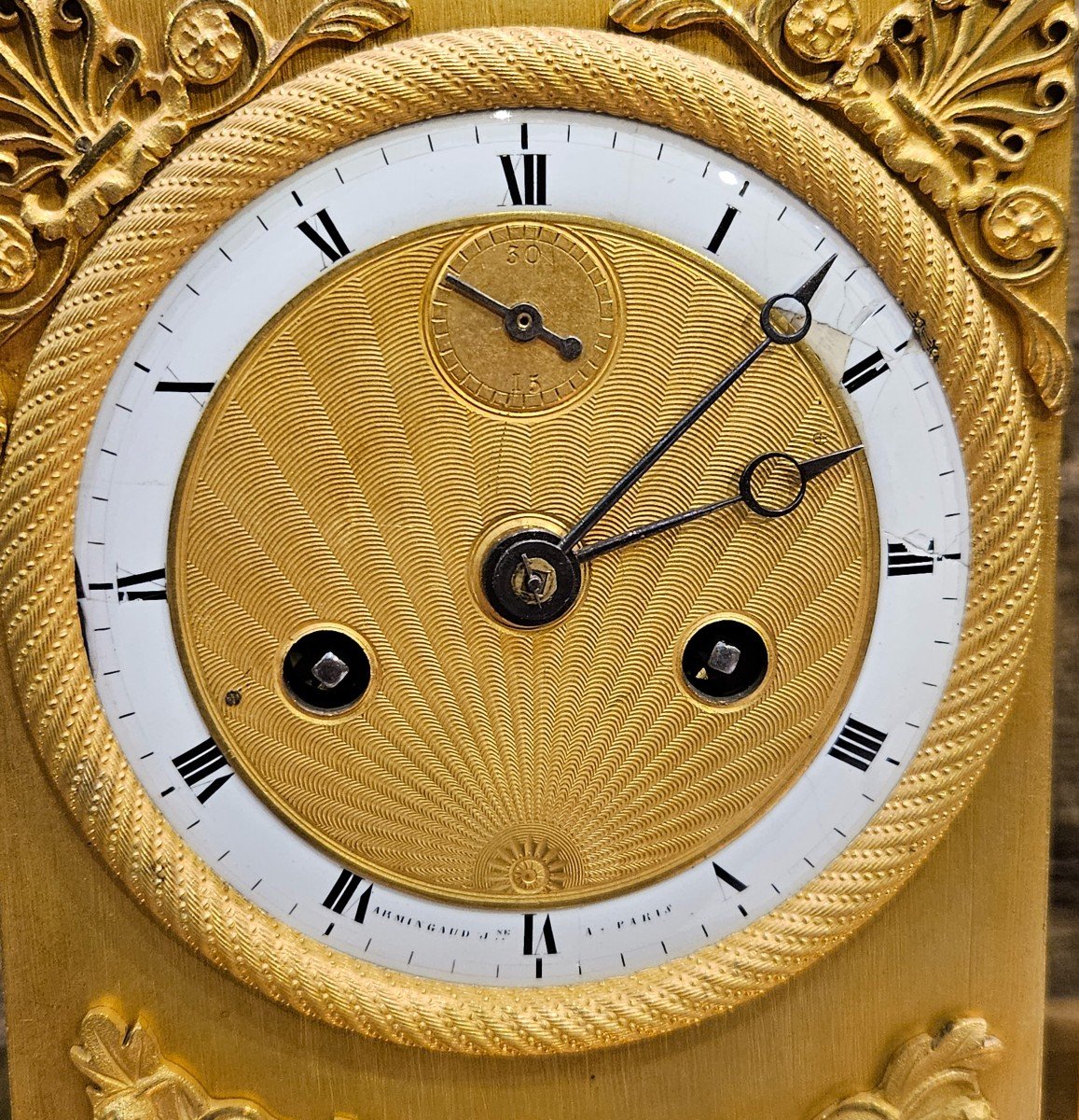 "love To The Most Beautiful" Clock In Gilt Bronze Charles X Period Early 19th Century-photo-5