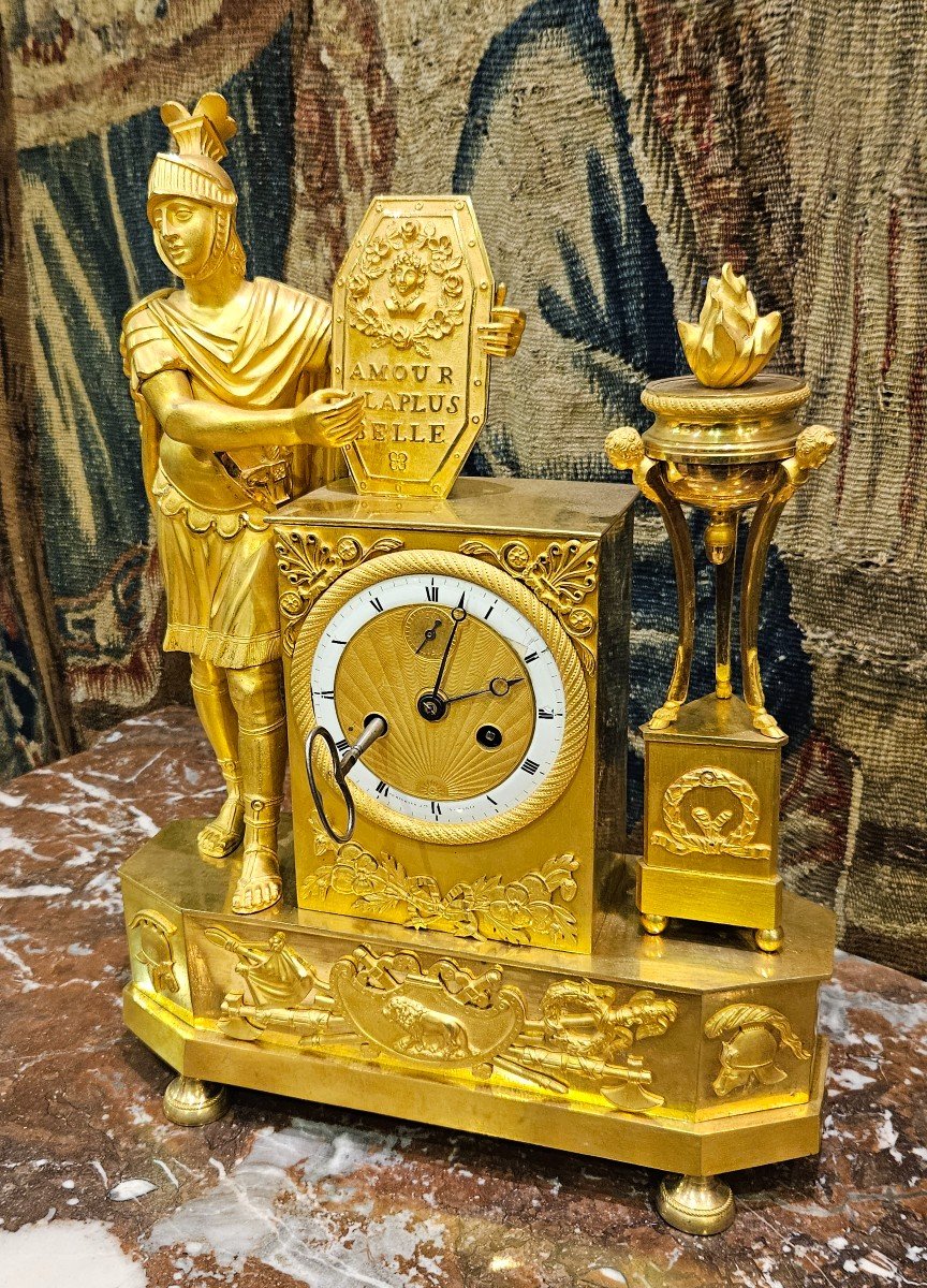 "love To The Most Beautiful" Clock In Gilt Bronze Charles X Period Early 19th Century-photo-6