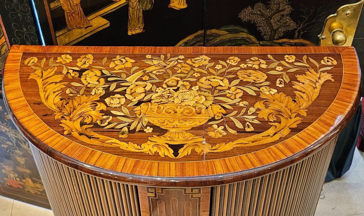 Dutch "in-between" Furniture In Marquetry Circa 1800 Early 19th Century-photo-2