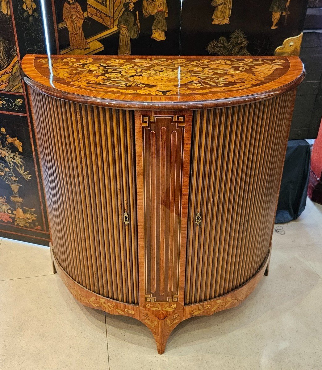 Dutch "in-between" Furniture In Marquetry Circa 1800 Early 19th Century-photo-3