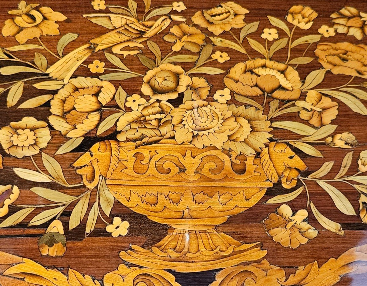 Dutch "in-between" Furniture In Marquetry Circa 1800 Early 19th Century-photo-4