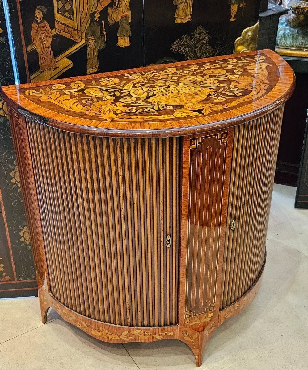 Dutch "in-between" Furniture In Marquetry Circa 1800 Early 19th Century