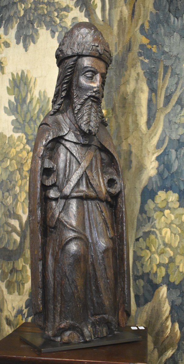 Charlemagne En Chêne Sculpté XVI ème-photo-4