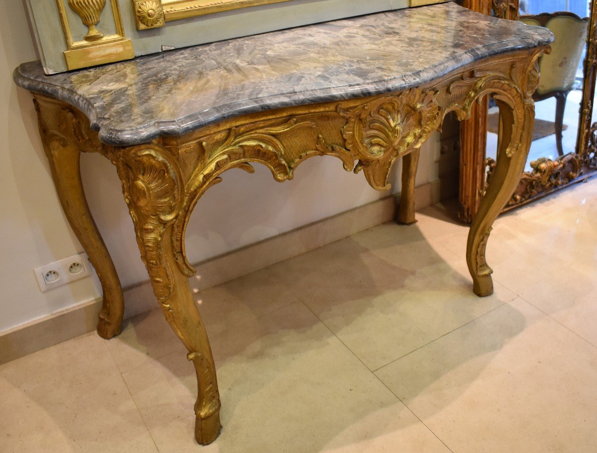 Console In Carved And Gilded Wood Regency Period XVIII-photo-4