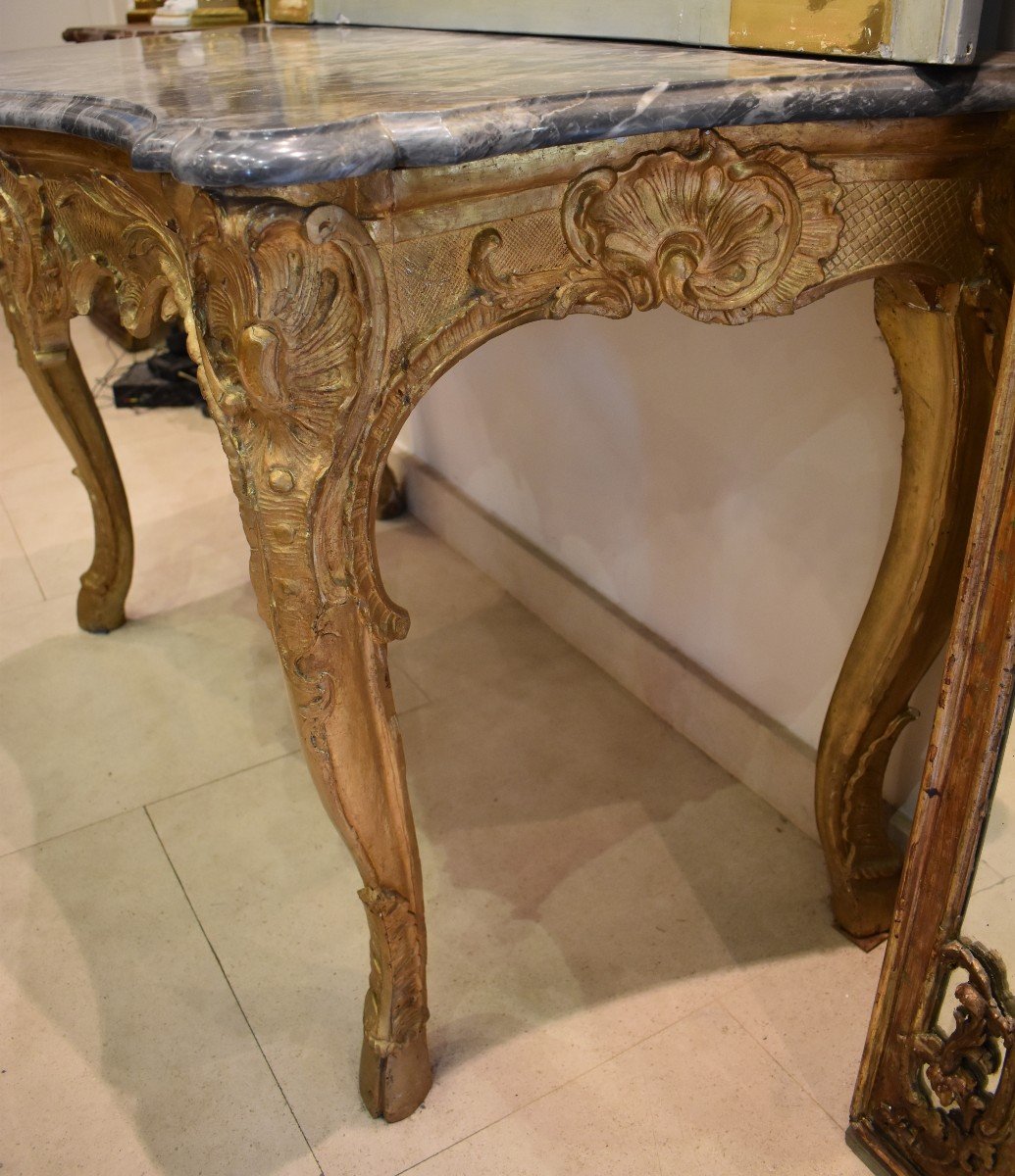 Console In Carved And Gilded Wood Regency Period XVIII-photo-2