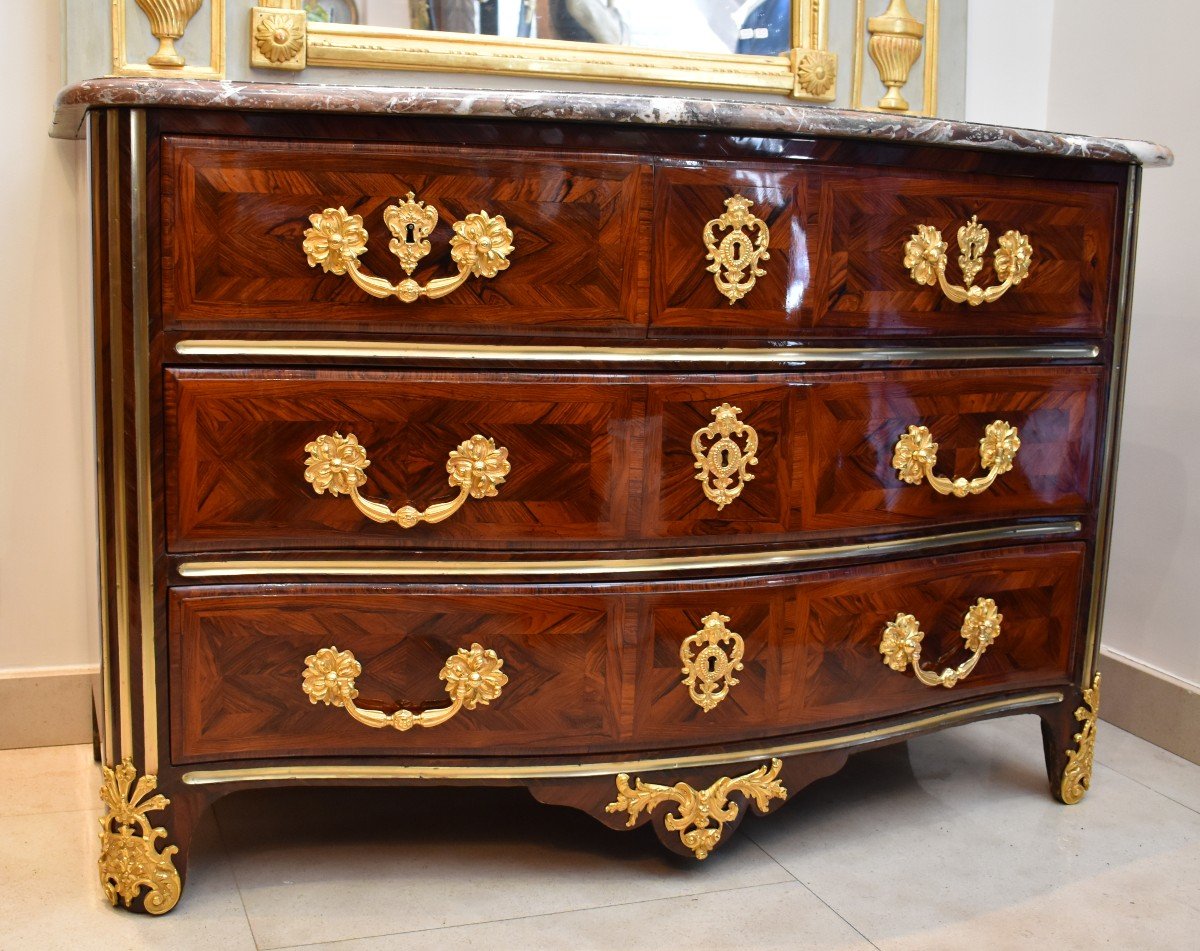 Commode In Rosewood Marquetry Regency Period Early XVIII-photo-2