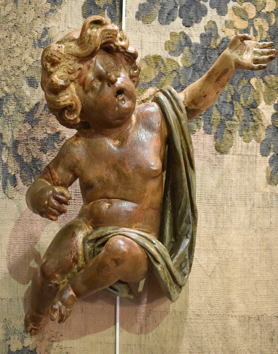 Pair Of Putti In Carved Linden Louis XIV Period XVII-photo-3