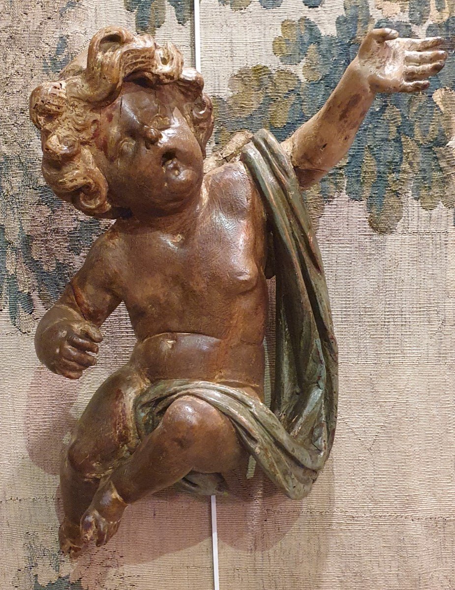 Pair Of Putti In Carved Linden Louis XIV Period XVII-photo-3