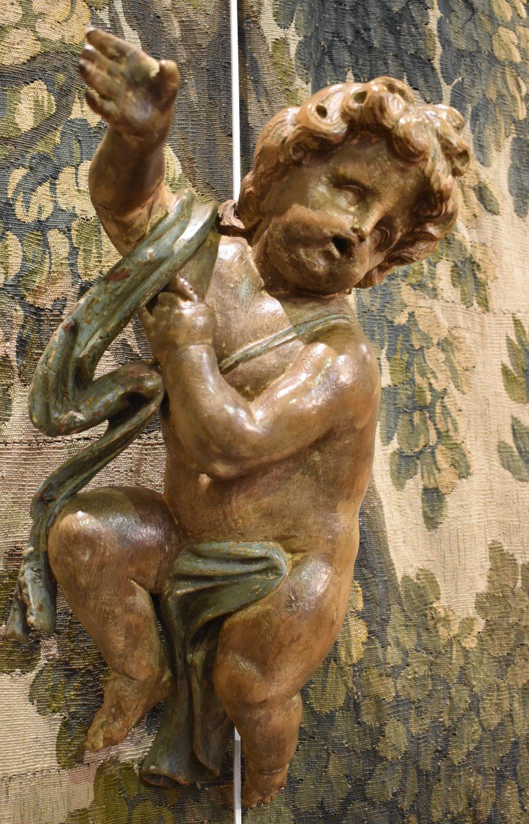 Pair Of Putti In Carved Linden Louis XIV Period XVII-photo-5