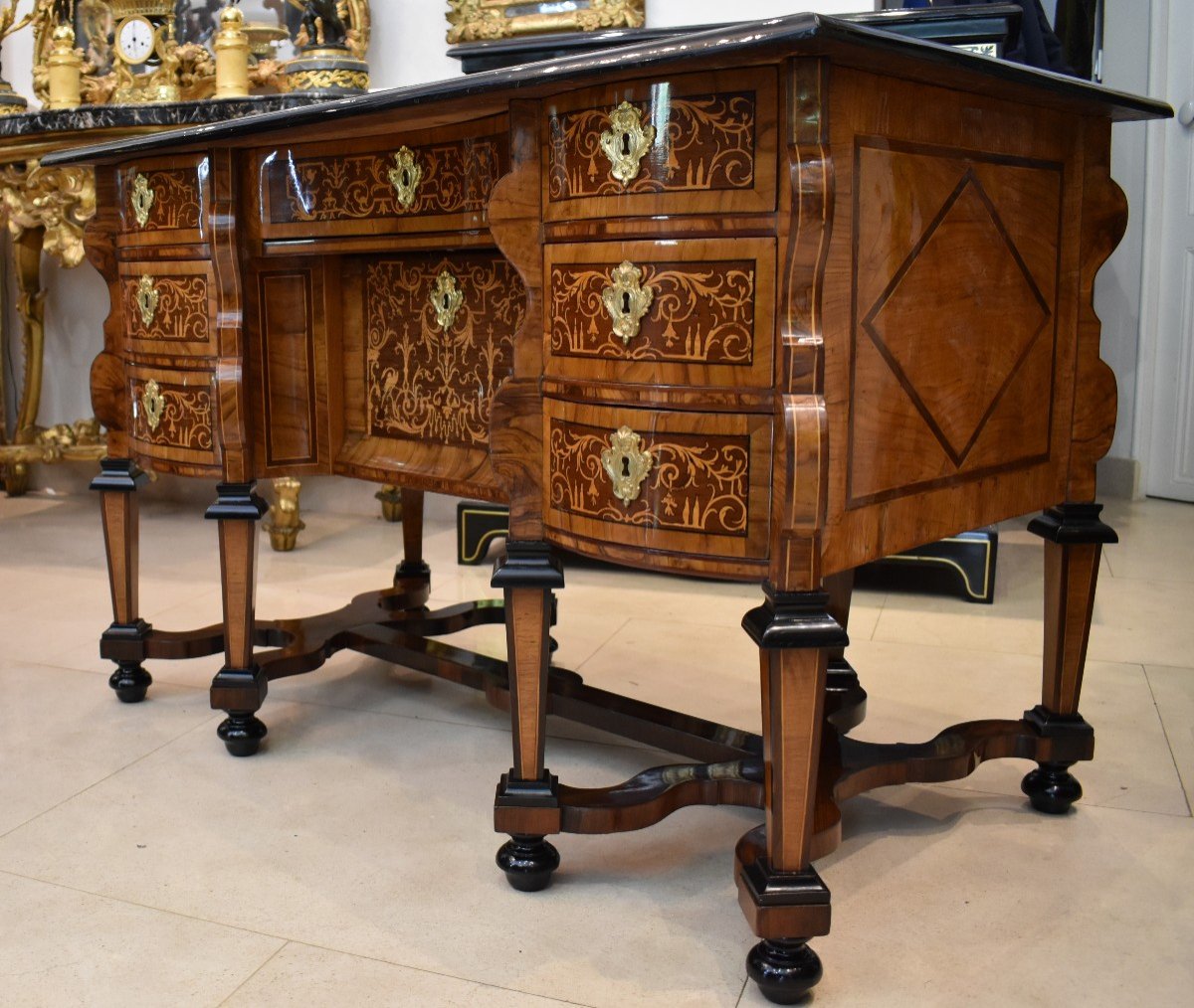 Bureau Mazarin En Marqueterie Epoque Louis XIV XVII ème -photo-4