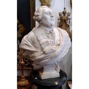 "Louis XVI Roi De France Et De Navarre" En Marbre Blanc De Carrare Sculpté XVIII ème