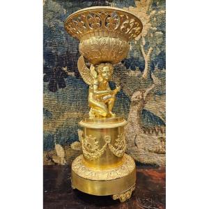 Grand Vase Corbeille En Bronze Doré Epoque Charles X Début XIX ème 