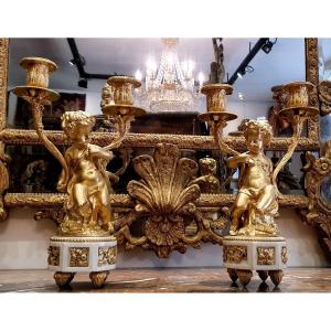 Pair Of "aux Puttis" Candelabra After Clodion Late 19th Century