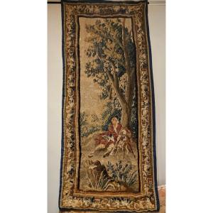 Aubusson Tapestry "the Hunter And His Dog" Louis XV XVIII Period