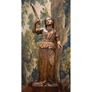 "saint Michel Archange" En Bois Sculpté XVIII ème