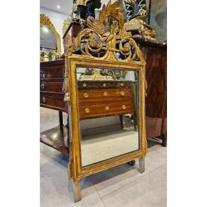 Carved And Gilded Wooden Mirror, Directoire Period, 18th Century 