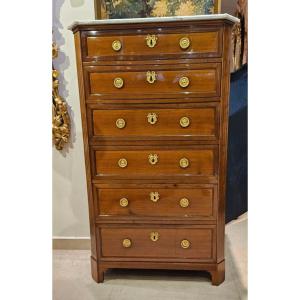 Mahogany Chiffonier Stamped L.moreau Louis XVI Period XVIII Century