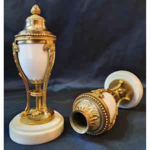 Pair Of Cassolettes Forming Candlesticks Early 19th Century