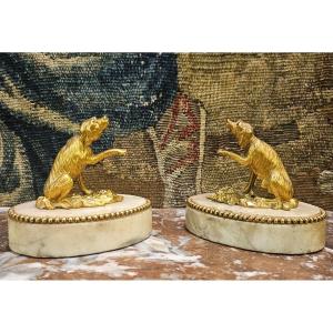 Pair Of Louis XVI And XVIII Century Gilt Bronze Paperweights