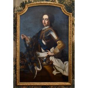 Grand Portrait De Louis XV Roi De France Et De Navarre d'Après J.b Van Loo XVIII ème