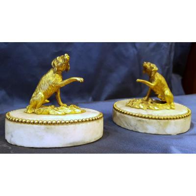 Pair Of Paperweight In Gilt Bronze Louis XVI XVIII
