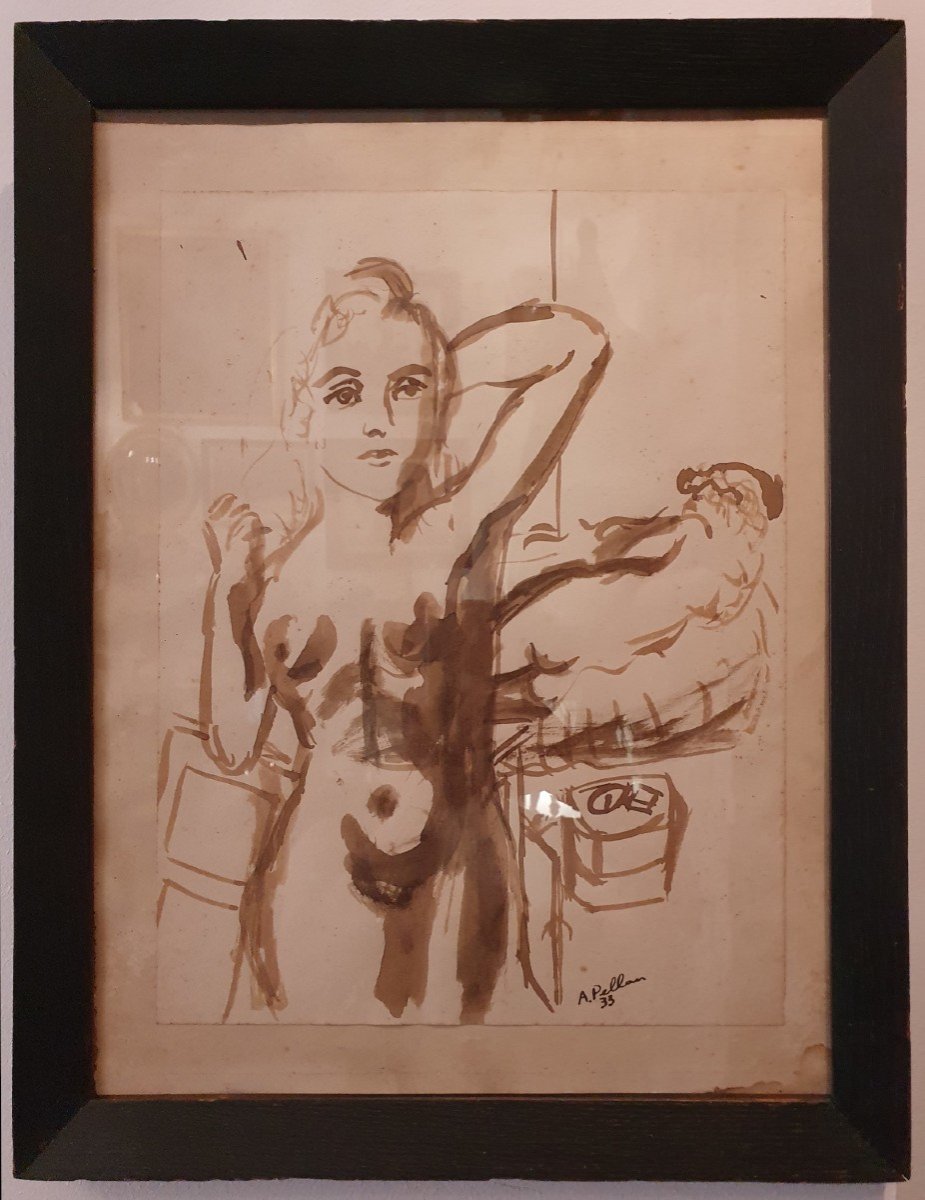 Naked Women, Lavis Drawing By Alfred Pellan-photo-2