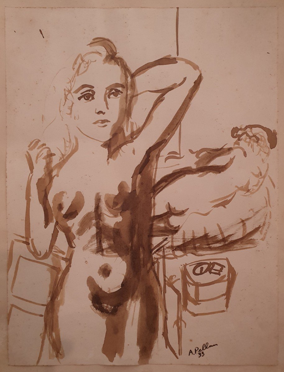 Naked Women, Lavis Drawing By Alfred Pellan