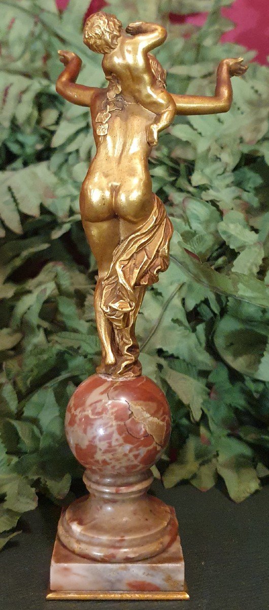 Gilded Bronze Bacchus Child On The Back Of A Satyr 19th Century-photo-4