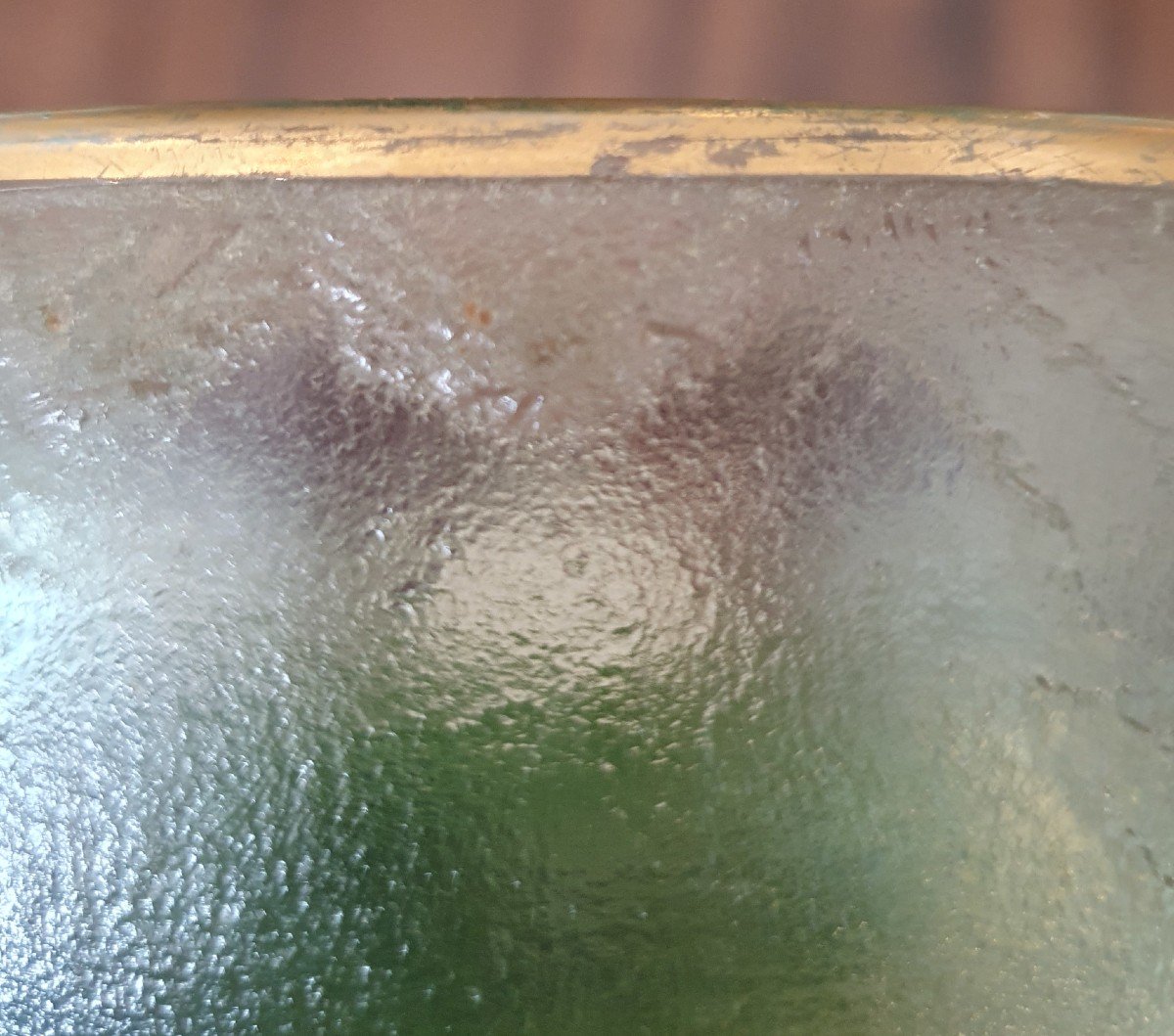 Art Nouveau Glass Bowl, Acid-etched On Frosted Ground-photo-5