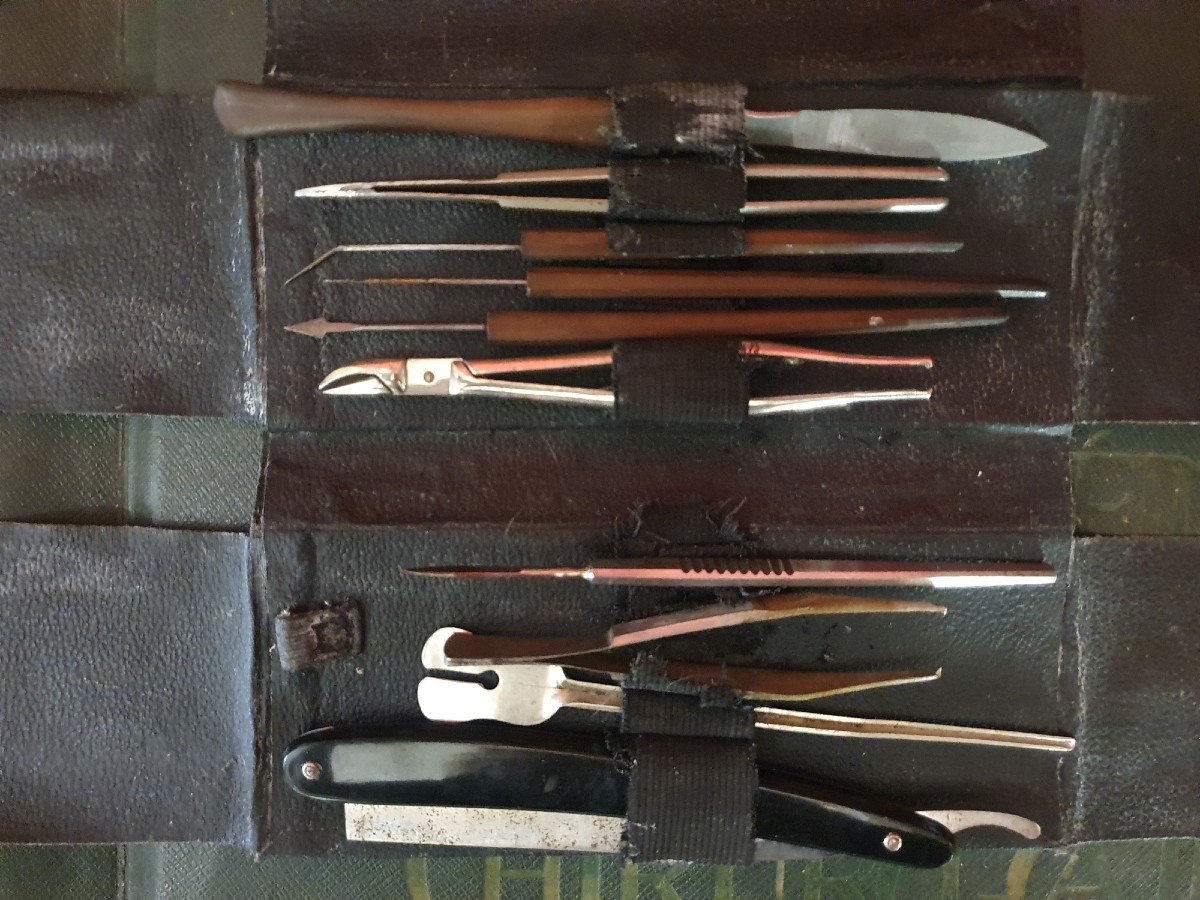 Objet De Curiosité Scientifique : Trousse De Dissection De Chirurgien De Campagne-photo-3