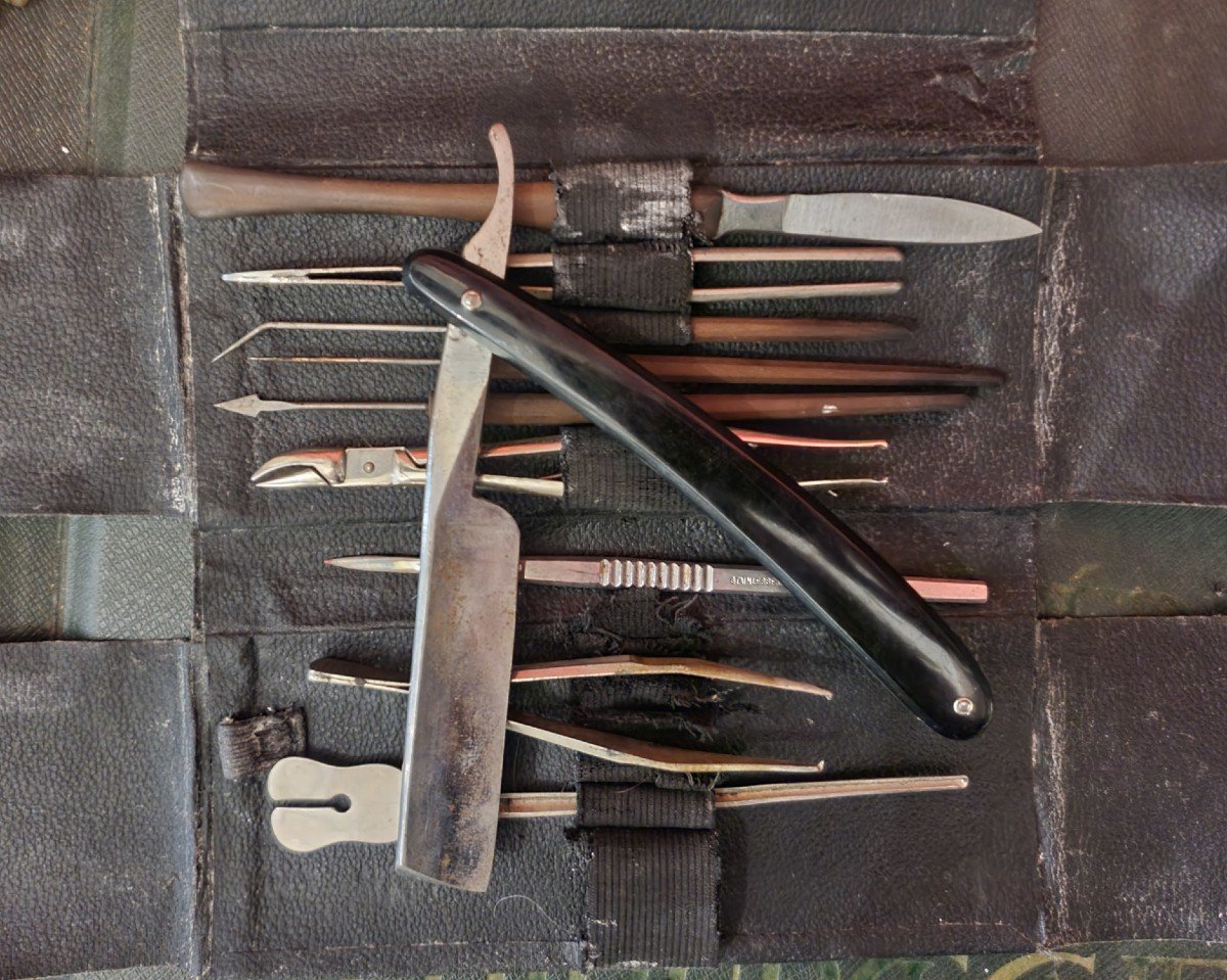 Objet De Curiosité Scientifique : Trousse De Dissection De Chirurgien De Campagne-photo-4