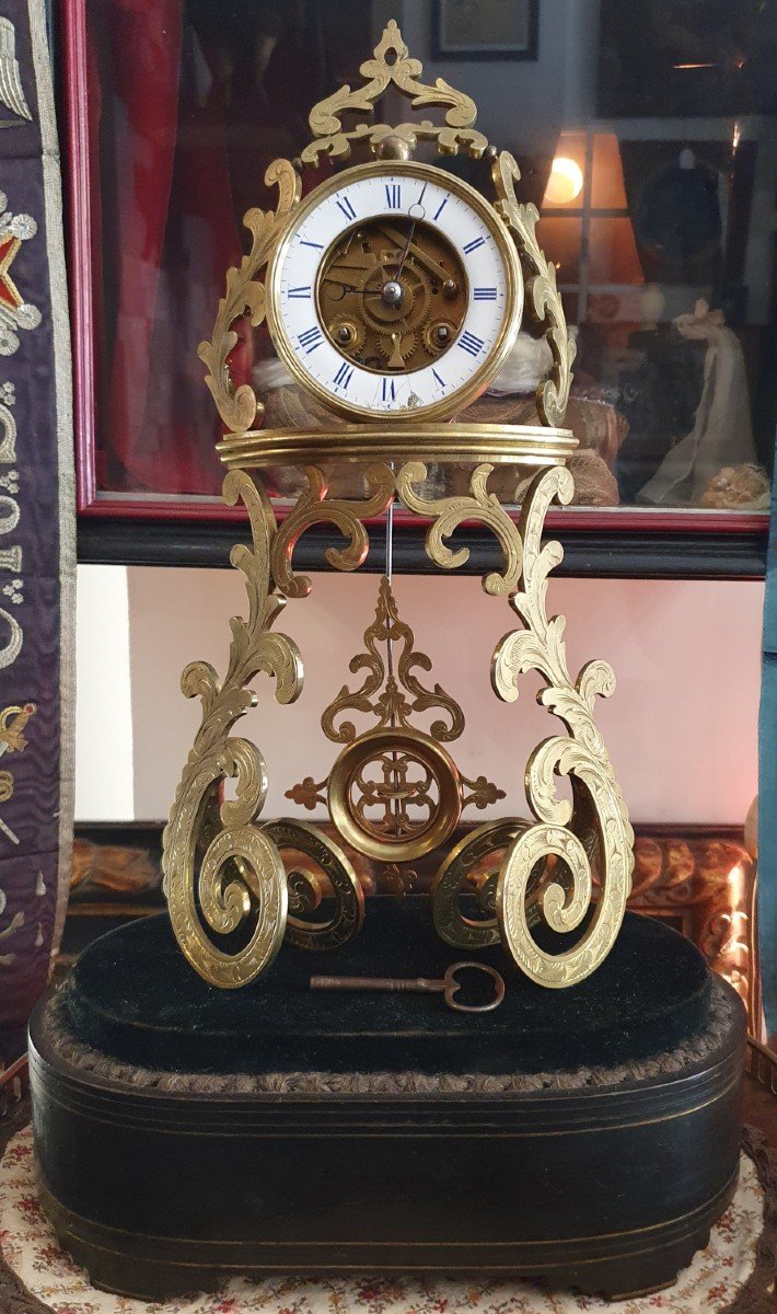 19th Century Gilt Bronze Mantel Clock With Pons Breveté Movement-photo-2