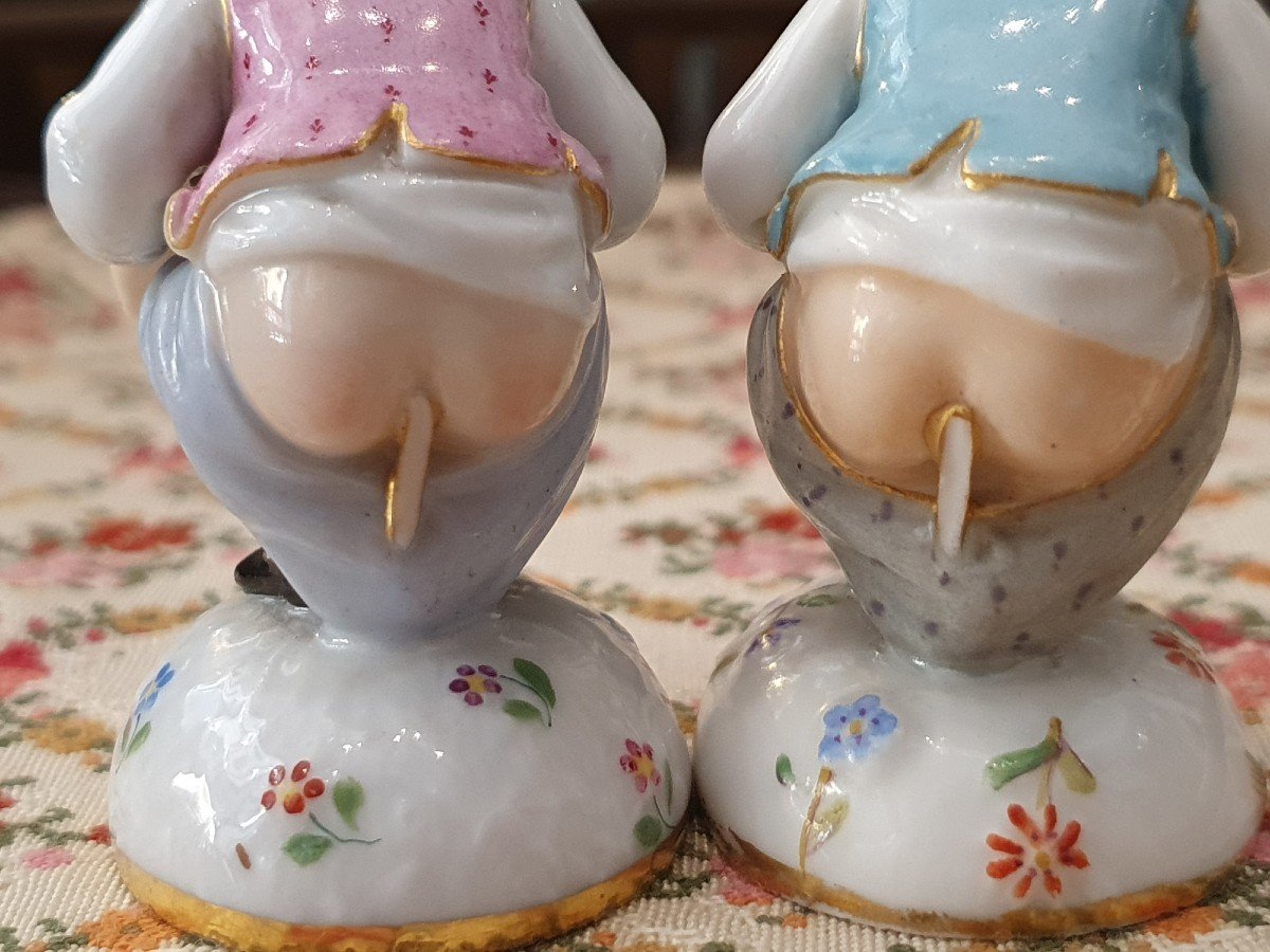 Paire De Sujets Dukatenmacher En Porcelaine 19 ème Siècle Meissen-photo-6