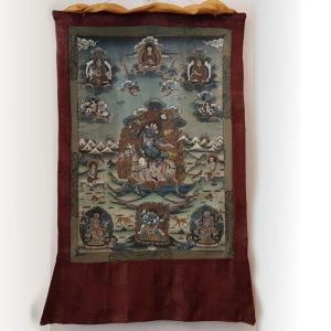 Thangka Tibétain Palden Lhamo, Peinture Bouddhiste Fin 19ème / Début 20ème Siècle.