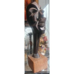 Sculpture Africaine d'Un Buste Par  Amos Okosun Odion