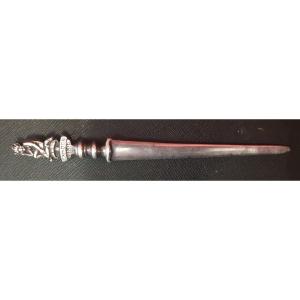 Letter Object: Antique Silver Plated Brass Paper-knife Exmoor Pixie 