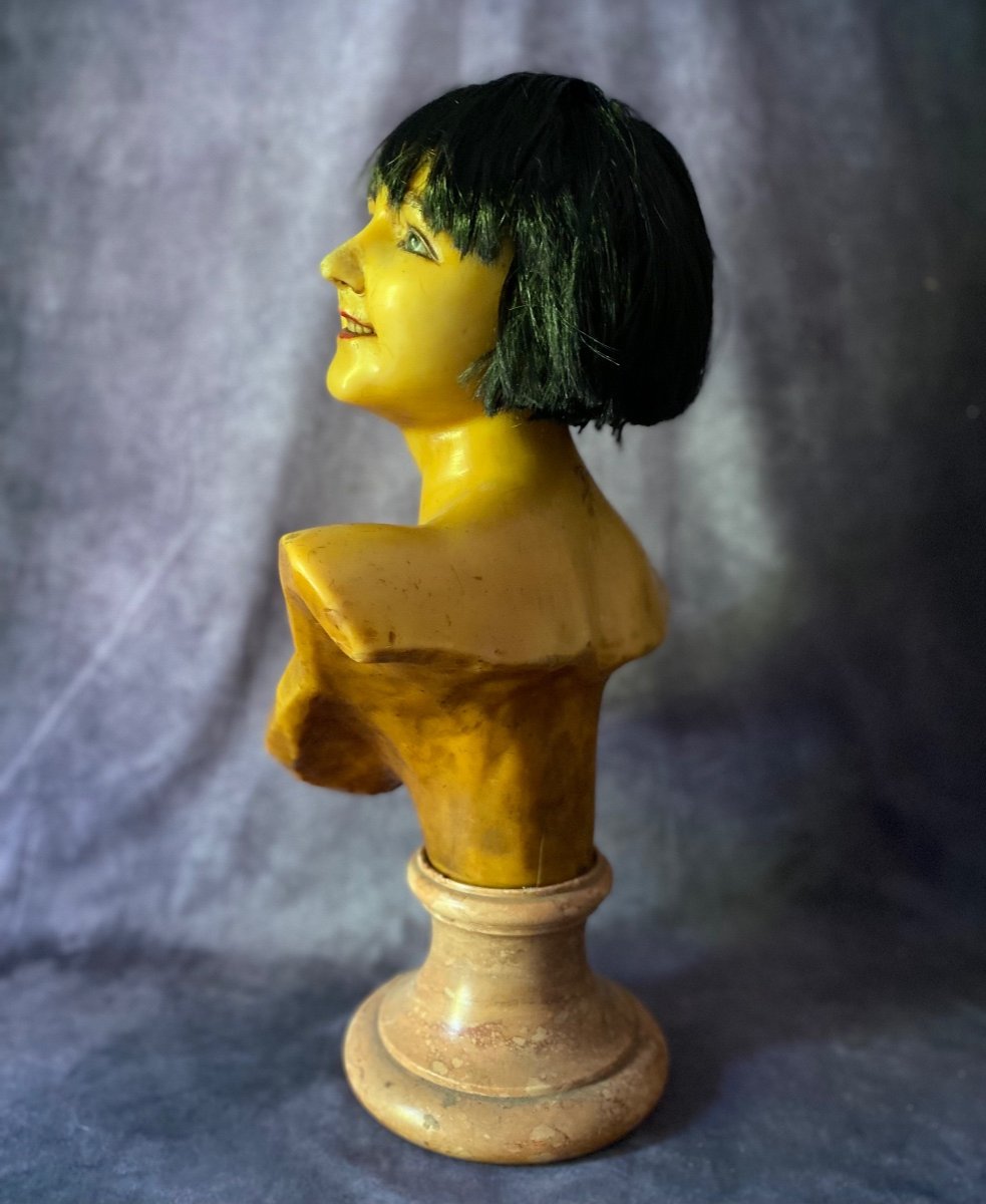 Wax Bust For Display Of Wigs, Lingerie And Bijoux - France Early 1900s --photo-2