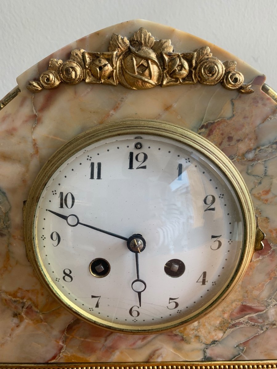 Art Deco Clock In Bronze And Marble-photo-3