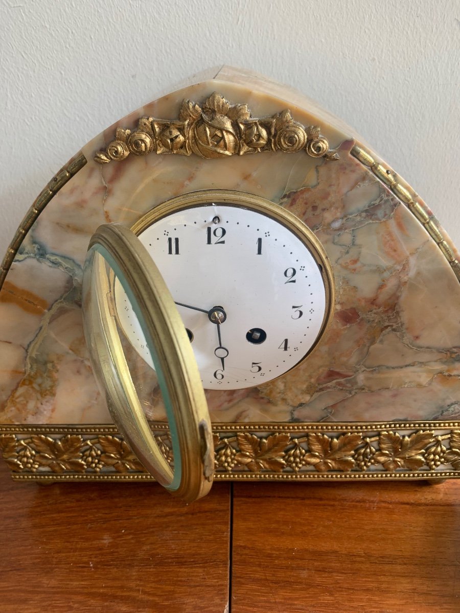 Art Deco Clock In Bronze And Marble-photo-4