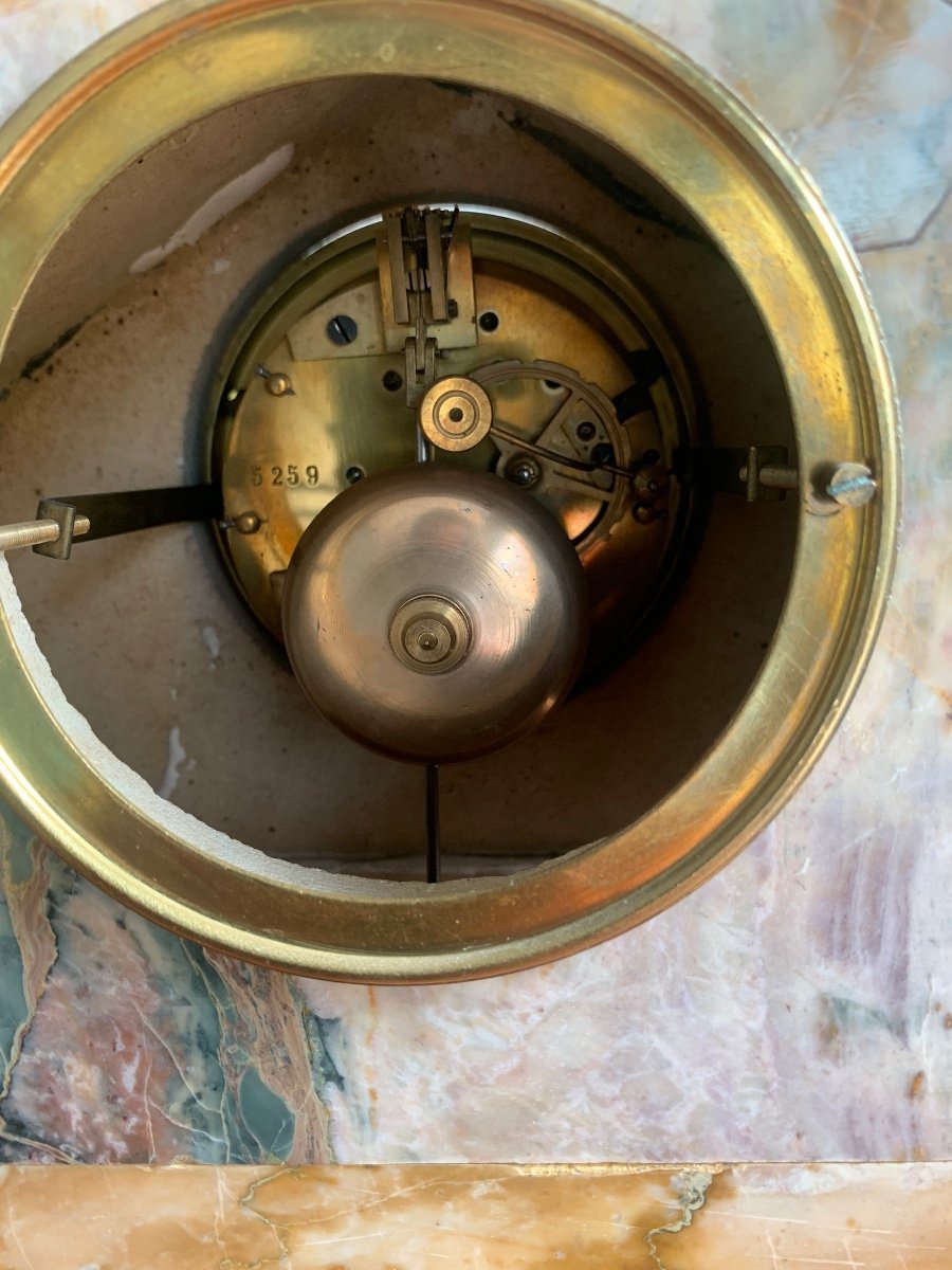 Art Deco Clock In Bronze And Marble-photo-1