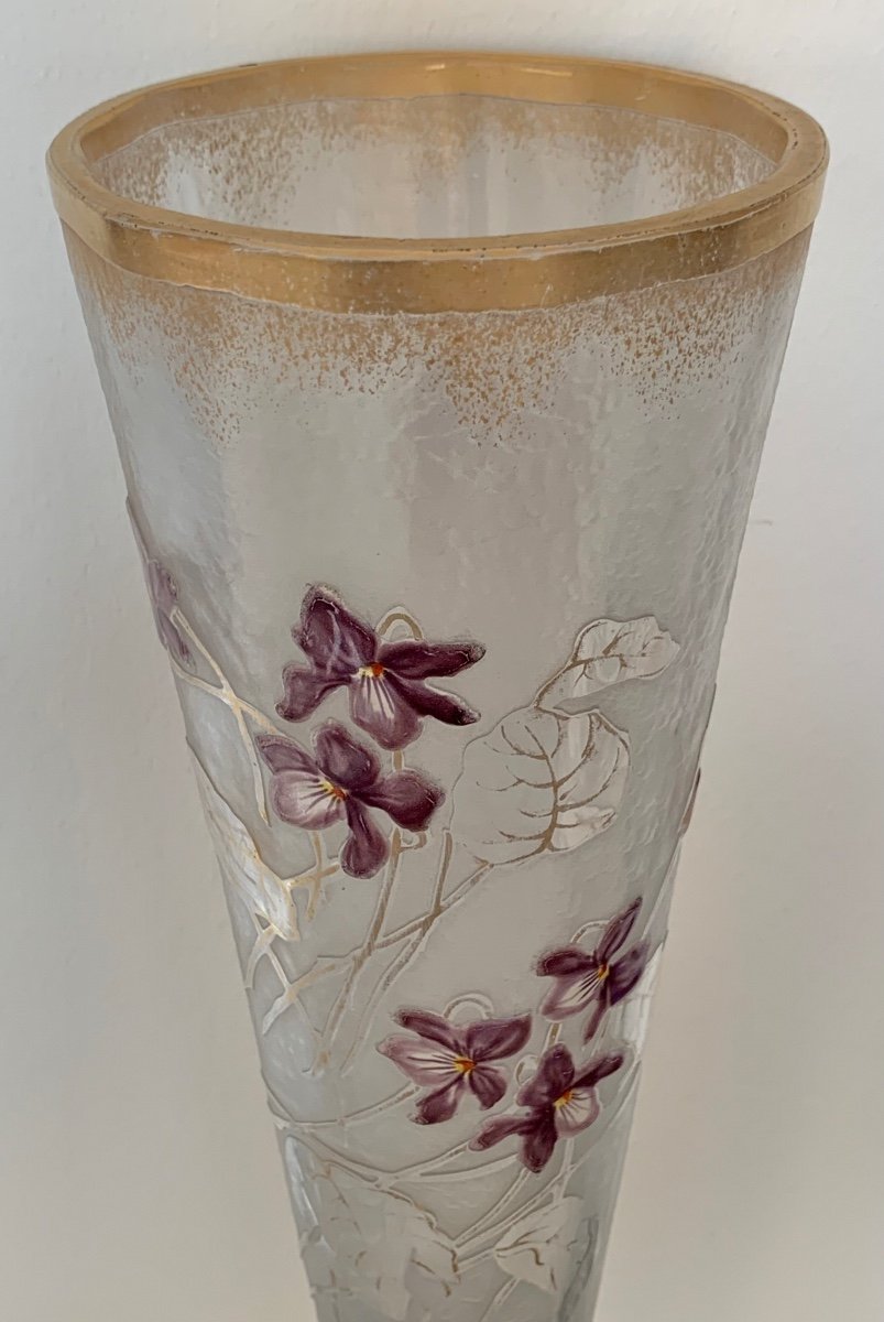 Cornet Vase “violets In The Winds” By Montjoye-photo-2