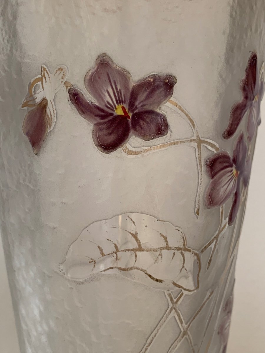 Vase Cornet "Violettes Aux Vents" Par Montjoye-photo-5