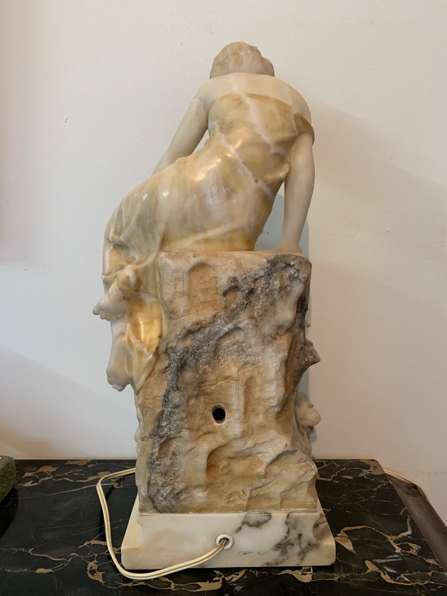 Night Light In Marble And Alabaster Art Nouveau Period-photo-4