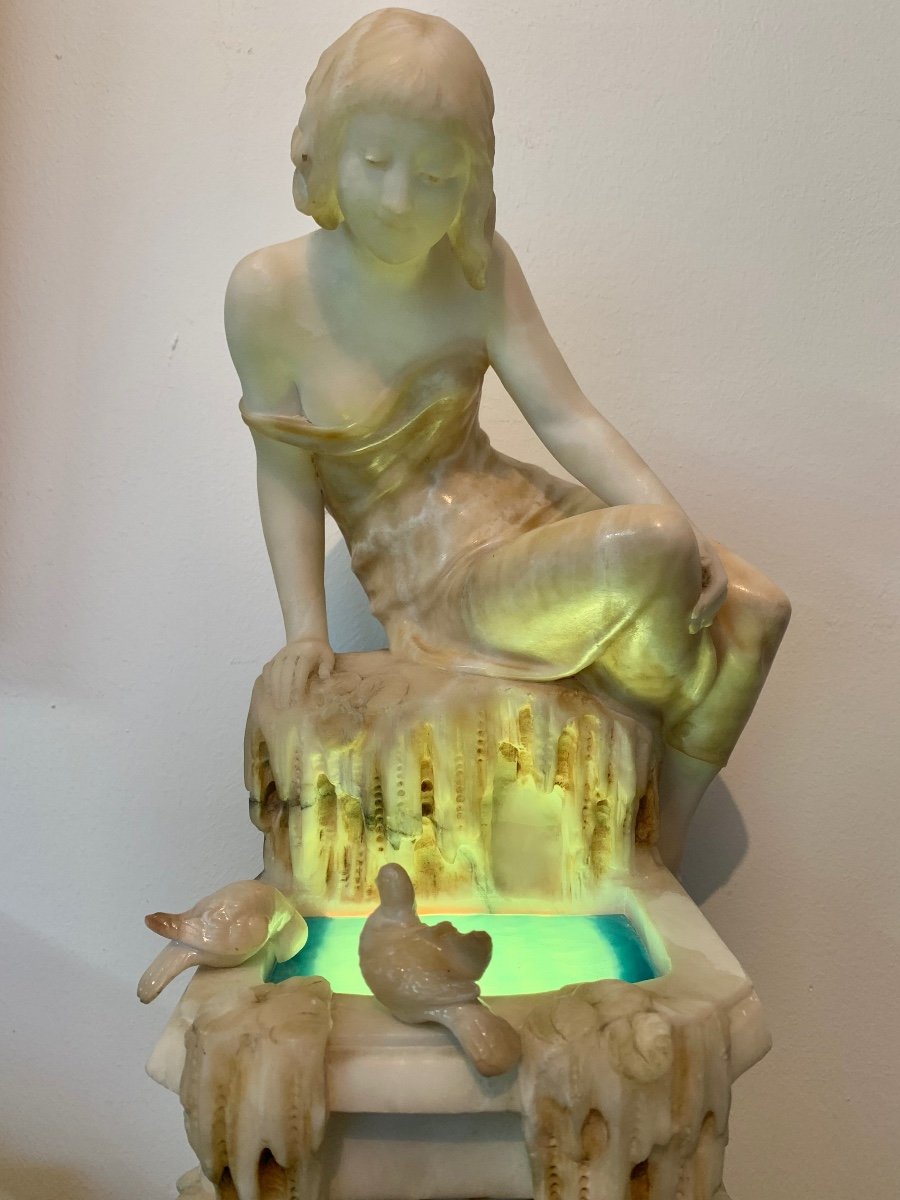 Night Light In Marble And Alabaster Art Nouveau Period-photo-5