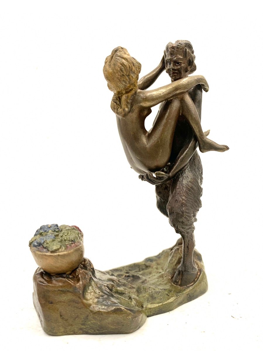 Bronze érotique De Vienne, Maison Bergman Faune Et Femme 