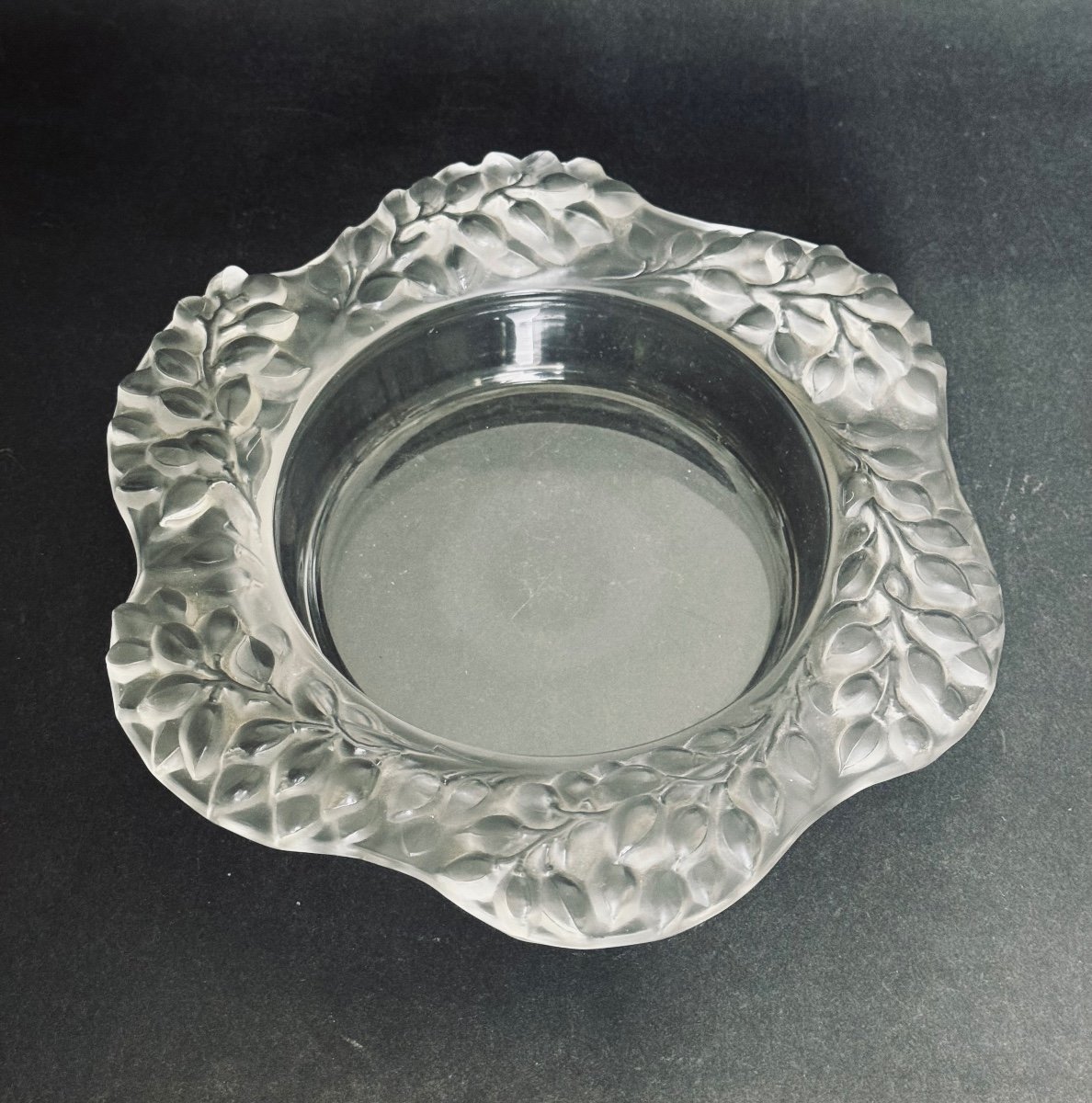 Lalique - Bowl Decorated With Branches Of Leaves-photo-2