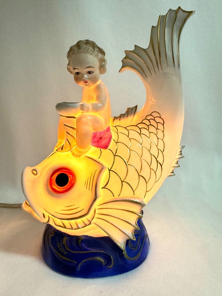 Night Light, Brulle Perfume In Porcelain Of A Child Mounted On A Fish.-photo-2
